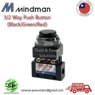 Mindman EPA-108 3/2 Way Push Button Valve "Made in Taiwan" Colour : Black , Green and Red , Port siz