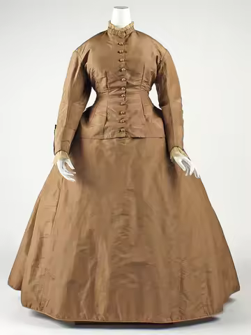1865s Historical Wedding Dresses Gilded age victorian Brown Ball Gown Bustle Dress Halloween Women W
