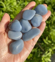 Tumbled Angelite (Anhydrite) จาก Peru-หินtumbled-Angelite Stone - Angelite Crystal - Anhydrite Stone