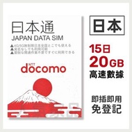 NTT Docomo - 【日本】15天 20GB 高速4.5G 不限速 上網卡數據卡電話卡Sim咭 15日日本卡