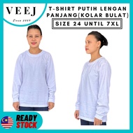 T-SHIRT WHITE PLAIN ROUND NECK LONG SLEEVE BULAT LENGAN PANJANG PUTIH T-SHIRT PUTIH T-SHIRT PLAIN WHITE T-SHIRT KOSONG 100% BERKUALITI PREMIUM KAIN COTTON