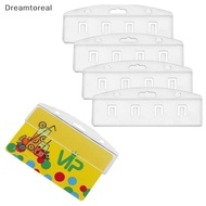 [DMT] Pa Of 5 Horizontal Half Card Badge Holder For Swipe ID Cards Frosted Rigid Polycarbonate Plast