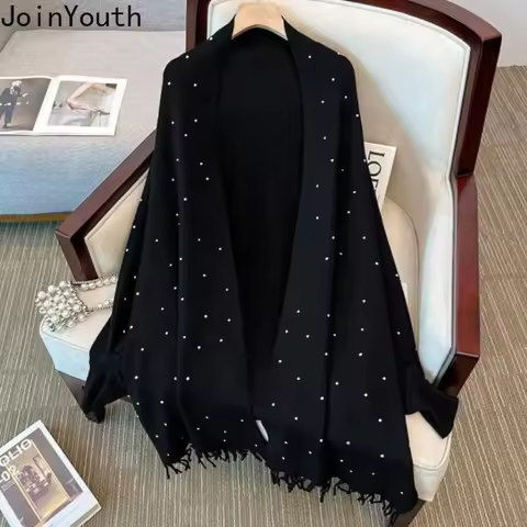 Black Shawl Cloak Sweater Jacket Pull Femme Loose Tassel Sueter Mujer Knitted Cardigan Coats 2026 Fa