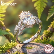 Bamoer 925 Sterling Silver 8ct Oval Moissanite Ring Luxury Jewelry for Women Gift with GRA