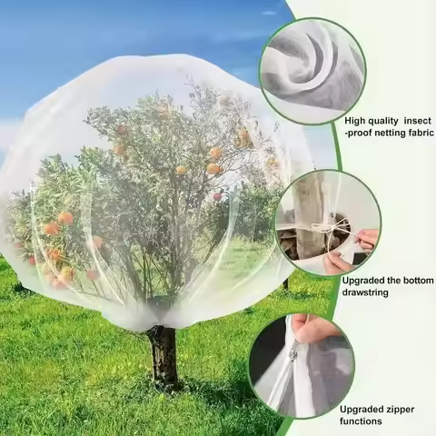 Z. Large Fruits Tree Netting Cover With Zipper And Drawstring Garden Insect Netting Transparent Bird