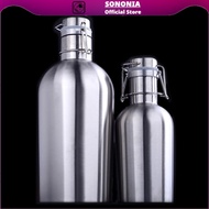 [SONONIA] Insulated Beer Growler Bottle 1L Stainless Steel Swing Top Hip Flask Silver