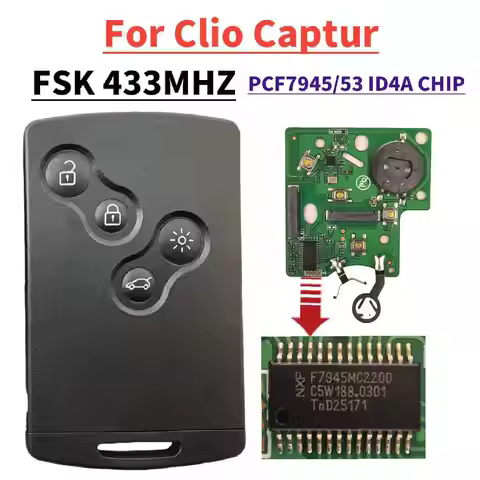 Jingxin Keyless Remote Car Key PCB board Shell For Renault Koleos Clio4 Captur Smart Card ID4A PCF79