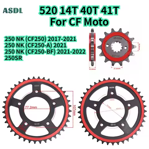 For CF Moto 520 40T 41T 14T Moto Front Rear Sprocket Modified Gear Wheel 250 NK 250NK 2017-2022 CF25