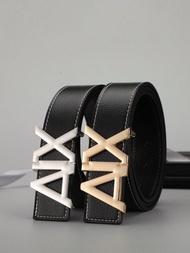 1pc AX Letter Smooth Buckle Men's Belt, Fashionable Business Casual Versatile