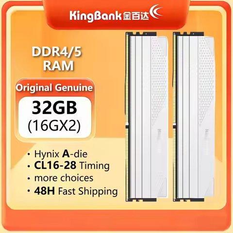 KingBank Origina DDR4/5 RAM 16GBX2 3600/6000MHz Hynix Chip A-die CL16/28 High Performance for Deskto