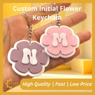 GANTUNGAN Custom Initial Flower Keychain 3D Print – Initial Letter Keychain | Cute Aesthetic Keyring