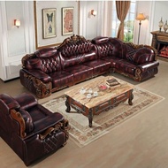 Sofa mewah ruang tamu bahan kulit premium