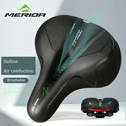 Original MERIDA Breathable Bike Saddle Thickened PU Leather Sponge PP Steel Mountain Bike Saddle Sea
