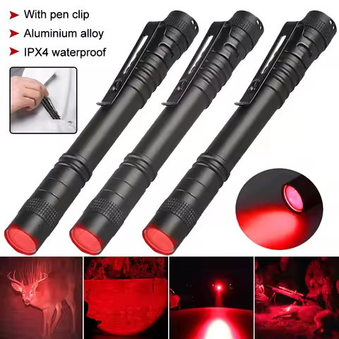 Mini LED Flashlight Pocket Pen Light Portable Red/UV 395nm/White Lamp Torch Using AAA Battery For Me