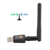 การ์ดไร้สาย 2.4G 5G 600M แบบดูอัลแบนด์ USB2.0 Wifi Adapter 2DBi พร้อม CD Mini Receiver