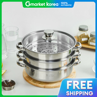 หมอสแตนเลส 3 ชน ยหอเยอรมน IH สำหรบนงและตน ขนาด 28 ซม. (หมอนง 2 ชน + หมอตน) ปองกนการลวกและกระแทก