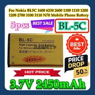 5pcs For Nokia BL5C 1600 6230 2600 1100 1110 1200 1208 2700 3100 3110 N70 Mobile Phone BL-5C Battery