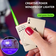 Poker Lighter Card Playing design Gas Lighter windproof Creative rotating green flame lighter