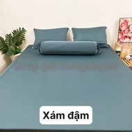 Bộ drap/ga/ra thun trơn màu xám đậm 1m6/1m8 KO MỀN/CÓ MỀN (chân nệm dưới 18cm). Bộ drap thun. Bộ ra