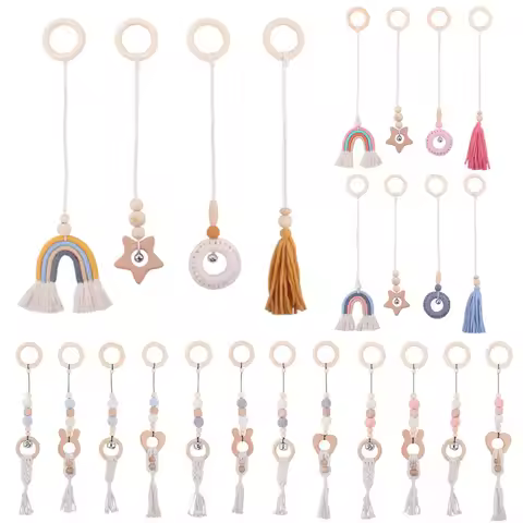 BPA Free Wooden Baby Gym Toys Baby Stroller Hanging Pendants Newborn Play Activity Gym Frame Hanging
