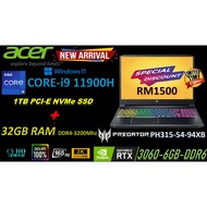 ACER PREDATOR HELIOS PH315-54 i9-11900H/ 32GB/ 1TB SSD/ RTX3060-6GB OR RTX3070-8GB/ 15.6"QHD-165hz/ 