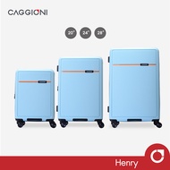 CAGGIONI กระเป๋าเดินทาง รุ่นเฮนรี (Henry) C23021 - สีฟ้า [20นิ้ว/24นิ้ว/28นิ้ว] วัสดุABS 4 ล้อ ล้อคู่ หมุนได้ 360 องศา ระบบล็อคสากล TSA กระเป๋าเดินทางล้อลาก คาจีโอนี่