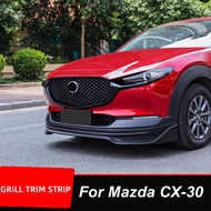 2Pcs Glossy Black Grill Trim Strip For Mazda CX-30 2020 Front Bumper Decoration Grilles Cover PP Pla