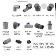 PVC Fitting 1/2" (100 pcs) Tee Elbow Socket Endcap Pt Socket Valve Socket Plug Nipple Tank Connector