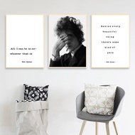 Bob Dylan Inspirational Quote Canvas Art  Modern Black  White Musician Wall Decor Poster