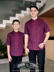 Baju Koko Kurta Pria Lengan Pendek Polos Warna Denim