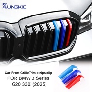 3PCS Front Grille Trim Strips For BMW 3 Series G20 330i 2025 Grid Clips Trim Motorsport Accessories