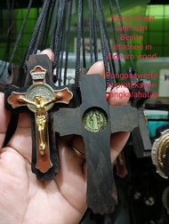 Jesus Christ image with San Benito attached in dignum wood blessed and ritualized