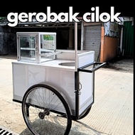 gerobak cilok/gerobak dorong/gerobak jualan keliling/alumunium - penahan angin