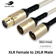 GOLLEY LION XLR Splitter-หญิงกับคู่ชายรางช่องยูเอสบี Y3-Pin สมดุลขั้วต่อไมโครโฟนสายแปลงสัญญาณ