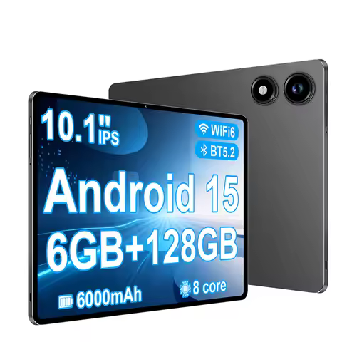 10.1 Inch Android Tablet 6GB+128GB Octa-Core 6000mAh Android 15 Google Play 4G LTE Phone Call 5G WiF