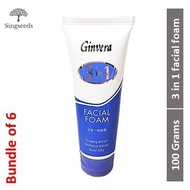 [6 Tubes] Ginvera 3 in 1 Ginseng Wolfberry Royal Jelly Facial Foam Natural Face Wash Cleanser 100Gr