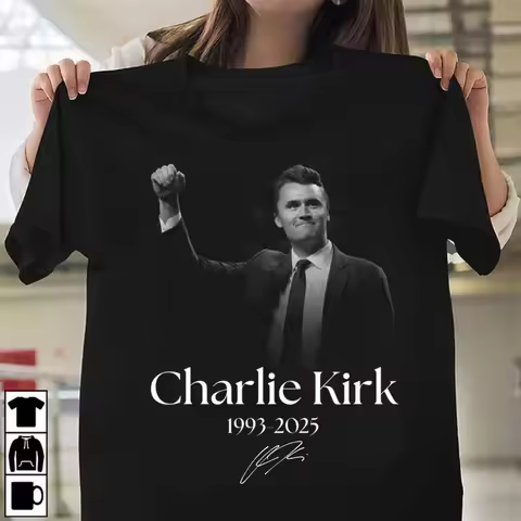 New Charlie Kirk 1993 - 2025 Short Sleeve Shirt All Size Singnature Men Women Cotton Tee Tops CHARLI