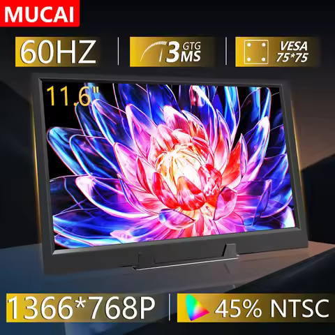 MUCAI 11.6 Inch Portable Monitor 16:9 60Hz Game Screen 45% NTSC 250Cd/m ² Laptop Mac Xbox PS4/5 Swit