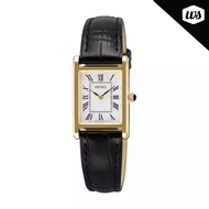 [Watchspree] Seiko Ladies' Quartz Conceptual Regular Rectangular Dial Black Calf Leather Strap Watch