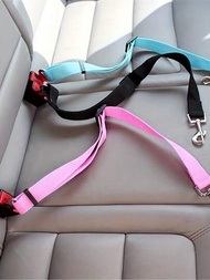 1入組帶扣寵物車用安全帶,可調節寵物汽車胸背帶座椅安全帶