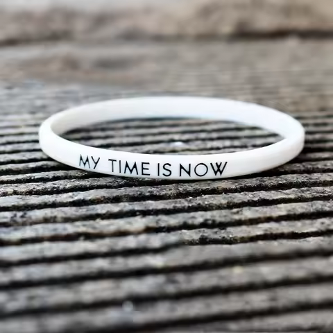 High Quality Silicone Wristband 5mm Wide Bracelets My Time Is Now Student Kids Couple Silicone Brace