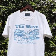 VINTAGE FACTORY เสื้อยืด Cotton100% ENJOY THE WAVE - เทคนิคซิลค์สกรีน สีจมลงเนื้อผ้า