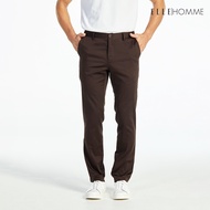 ELLE HOMME กางเกงชิโน่ ทรงสลิมฟิต ปักโลโก้ EH สีน้ำตาล W8L275