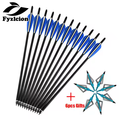 12pcs Carbon Arrow Arrows for Hunting, Arrow, 16 ", 17", 18 ", 20", 22 ", 125 Grain Crossbow Broadhe