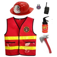 June 1 Cosplay Little Fireman Equipment Kids Fire Suits Suit Clothes Fire Fighting Role Cosplay Clot