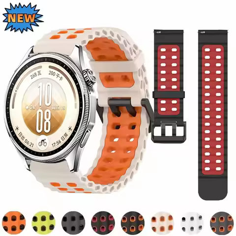 22mm Ocean Silicone Strap For Huawei Watch 5 GT7-6 Pro GT7-6-5-4 46mm Breathable Accessories For Ama
