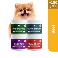 Dr Shiba Happy Tummy Jolly Joints Pro Immune Silky Fur Quad-Care Bundle Healthy Dog Treats Supplemen
