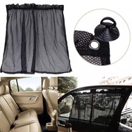 Tirai Kaca Mobil Kain 2 Pcs dengan Suction Cup Portable Car Sun Block Curtain Gorden Penahan Penghal