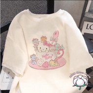 T-SHIRT Unisex Americana T-SHIRTWanita | Hllo Kitty Cute OverSize Motif | Summer Round Neck