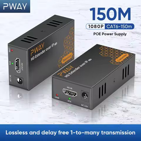 PWAY IP Network Extender RJ45 Ports 1080P HDMl Over LAN KVM Extender 150m HDMI Extensor By Cat5 Cat5